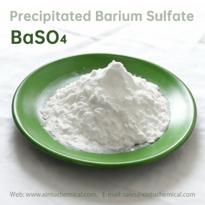 Precipitated barium sulfate white powder sample